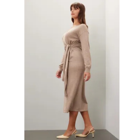 Modern Citizen Lenese Midi Sweater Dress Tie Waist Long Sleeve - Picture 5 of 12